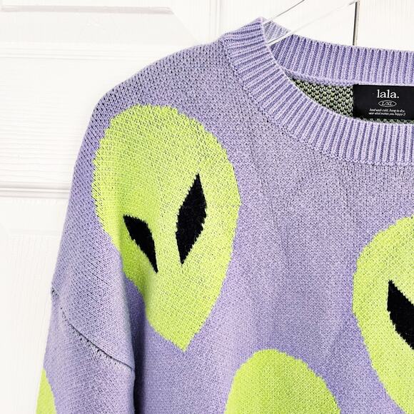 Dressed in Lala Too Cool For You Oversized Alien Knit in Lavender - Picture 3 of 8